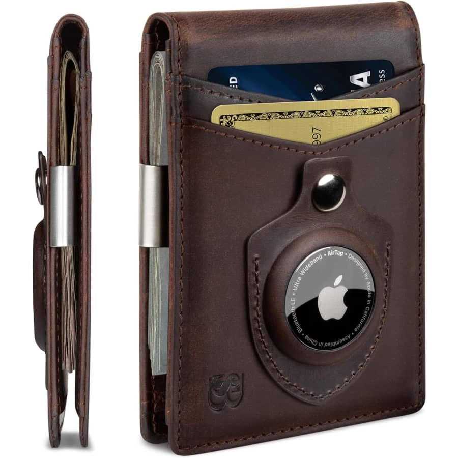 Slim Leather RFID Blocking AirTag Wallet: $30