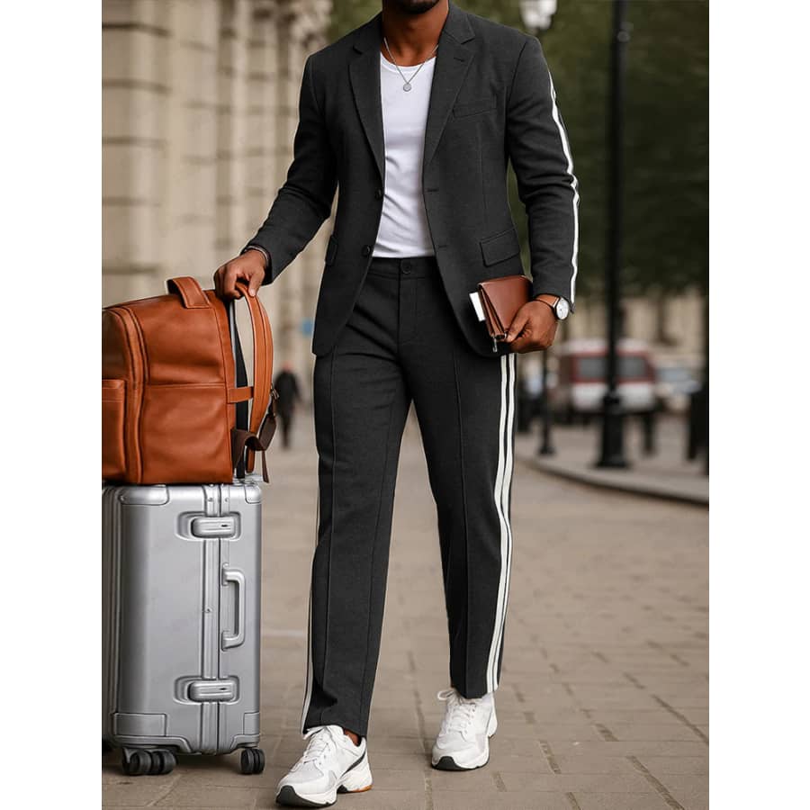 Coofandy Modern Side Stripe Blazer Pants Set: $68.79