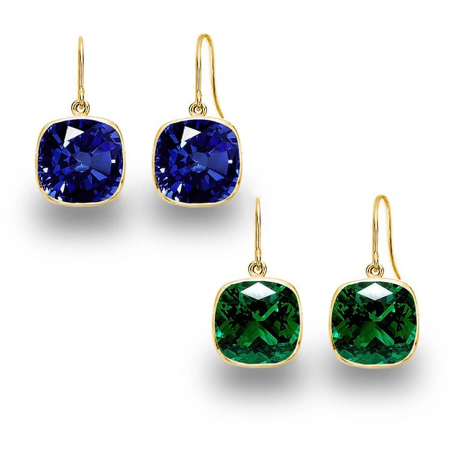 5-tcw 14K Gold Sapphire & Emerald Drop Earrings 2-Pack: $35