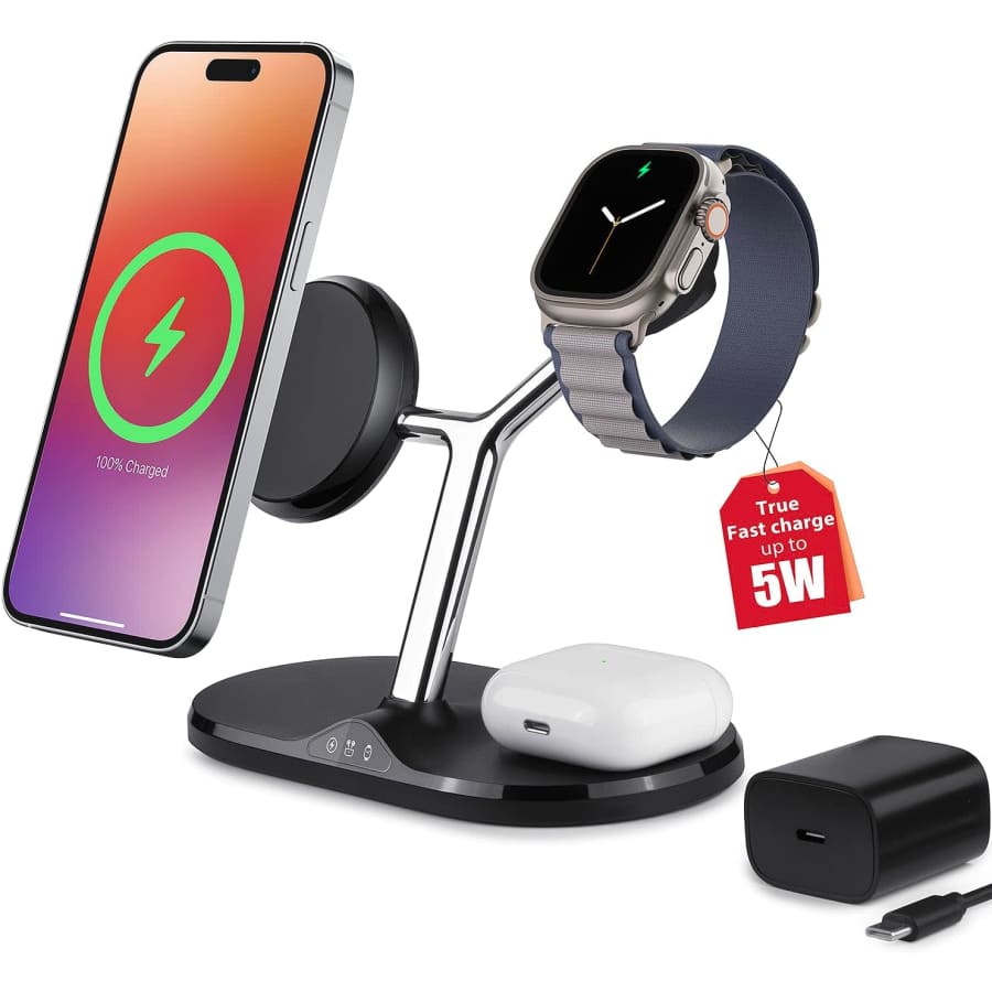 3-in-1 Wireless Charging Station for Apple Devices: $14.99