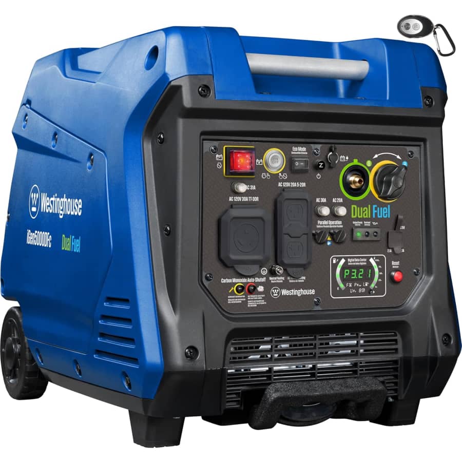 Westinghouse 5000 Peak Watt Super Quiet Dual Fuel Portable Inverter Generator: $759 Westinghouse 5000 Peak Watt Super Quiet Dual Fuel Portable Inverter Generator: $759