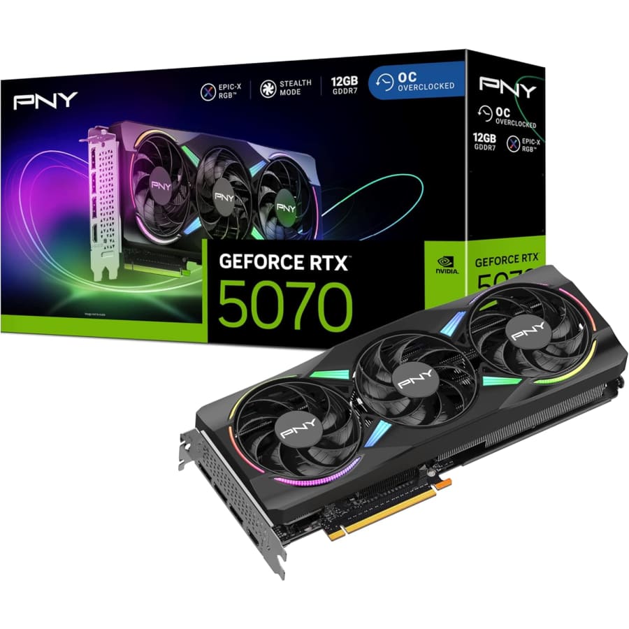 PNY GeForce RTX 5070 12GB OC ARGB GPU: $599.99 PNY GeForce RTX 5070 12GB OC ARGB GPU: $599.99