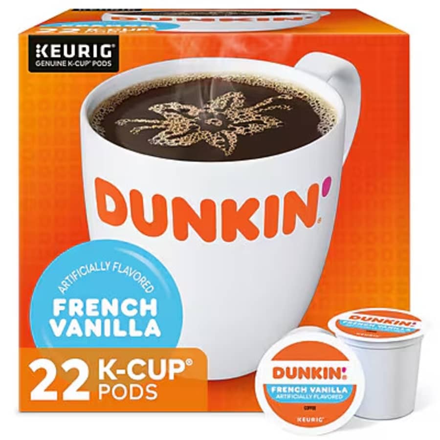 Dunkin' Medium Roast French Vanilla Coffee Keurig K-Cup Pod 22-Pack: $13 Dunkin' Medium Roast French Vanilla Coffee Keurig K-Cup Pod 22-Pack: $13