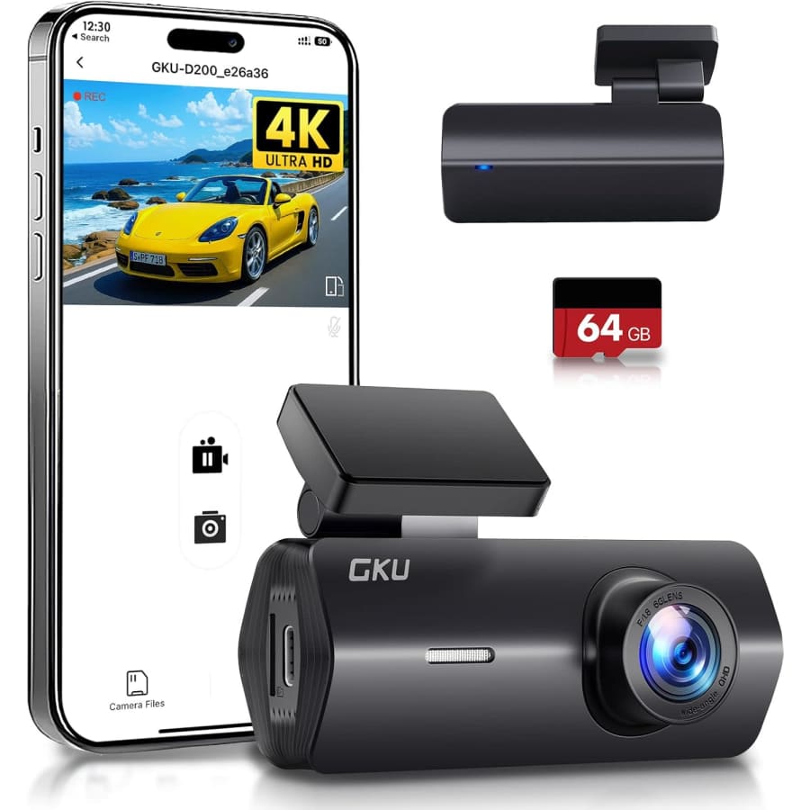 GKU 4K Dash Cam w/ 64GB Card: $31 w/ Prime GKU 4K Dash Cam w/ 64GB Card: $31 w/ Prime