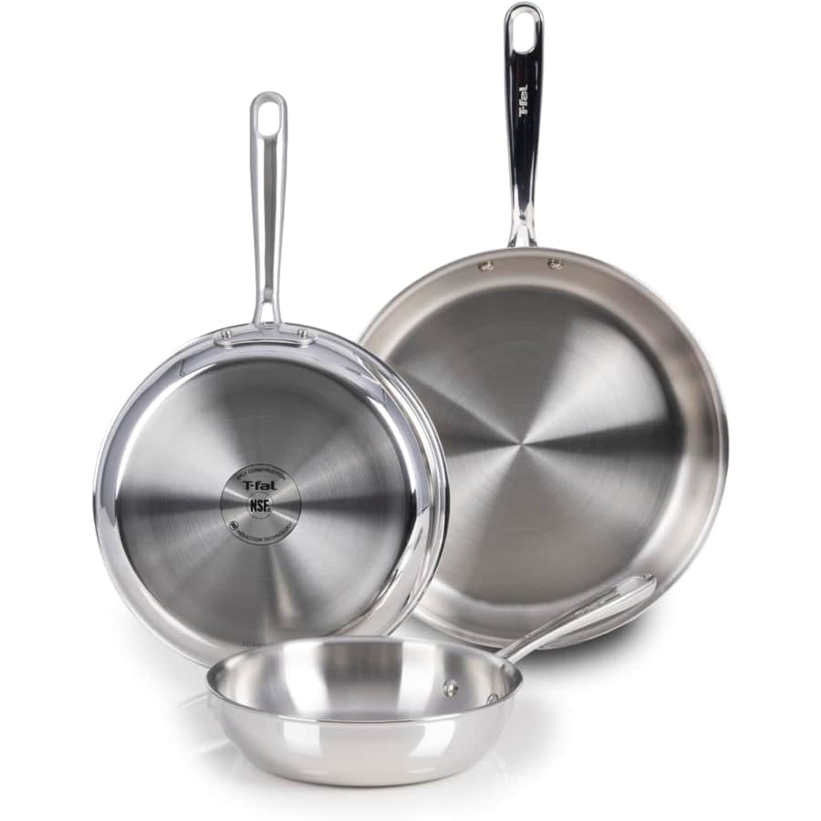 T-fal Pro Tri-Ply Stainless Steel 3-Piece Cookware Set: $70 T-fal Pro Tri-Ply Stainless Steel 3-Piece Cookware Set: $70