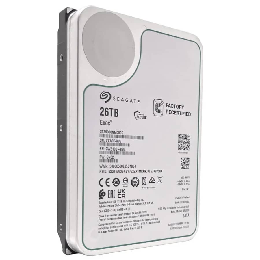 Certified Refurb Seagate Exos CMR 26TB 3.5" Internal Hard Drive: $295