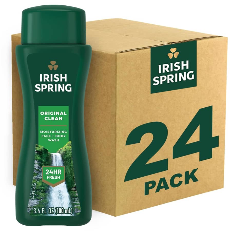 Irish Spring 3.4-oz. Men's Face + Body Wash 24-Pack: $18 w/ Sub & Save Irish Spring 3.4-oz. Men's Face + Body Wash 24-Pack: $18 w/ Sub & Save