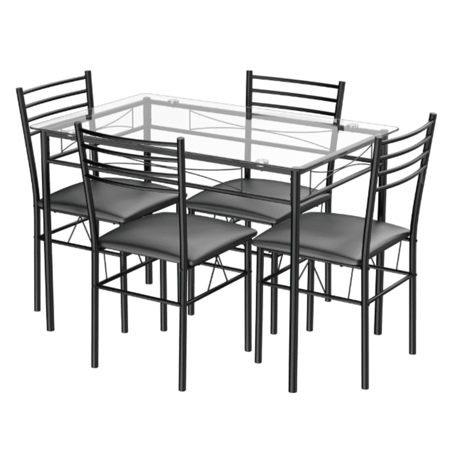 Gymax 5-Piece Glass Top Dining Set: $150