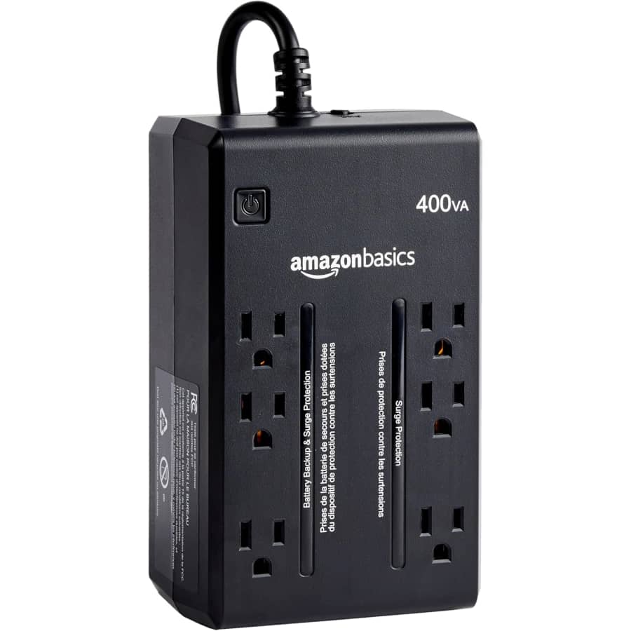 Amazon Basics 400VA/255W 6-Outlet UPS Battery Backup & Surge Protector: $39