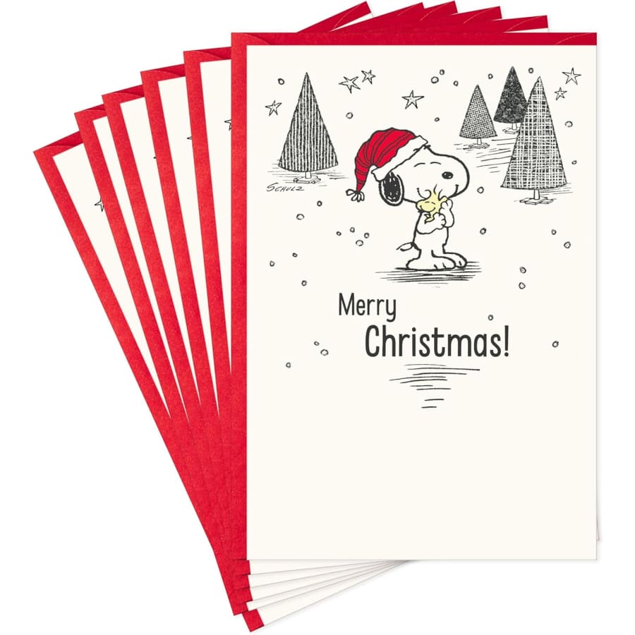 6 Hallmark Peanuts Snoopy and Woodstock Christmas Cards: $5.59