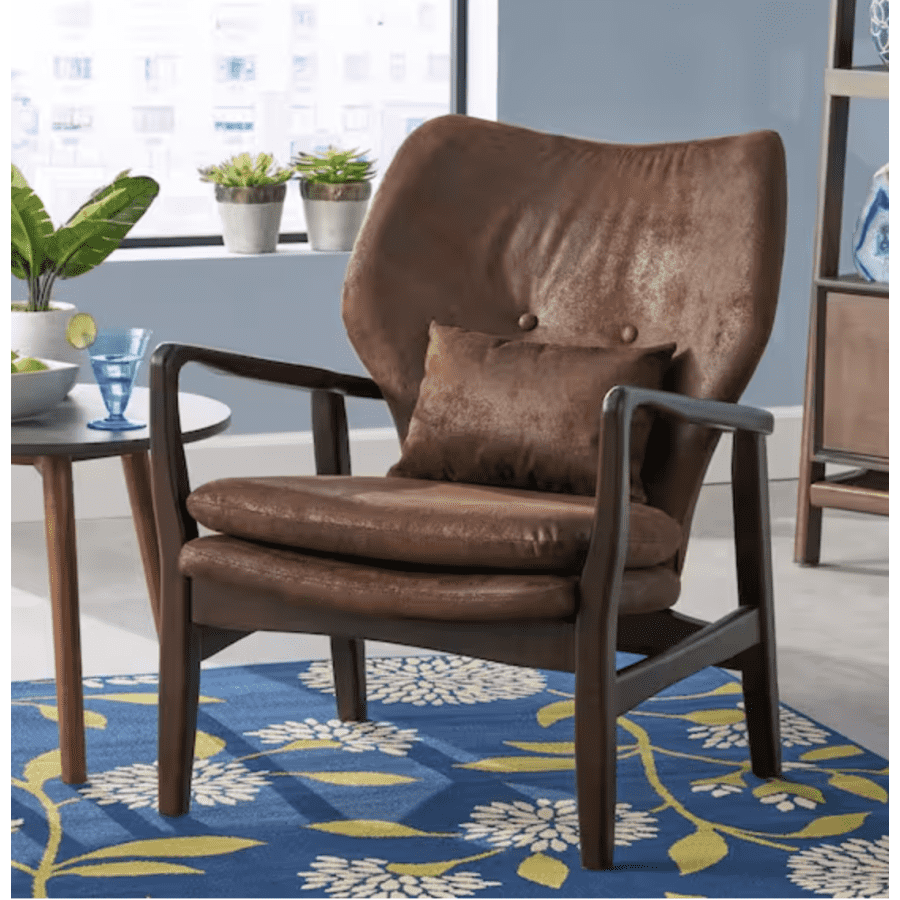 Noble House Haddie Mid-Century Modern Brown Microfiber Club Chair: $200