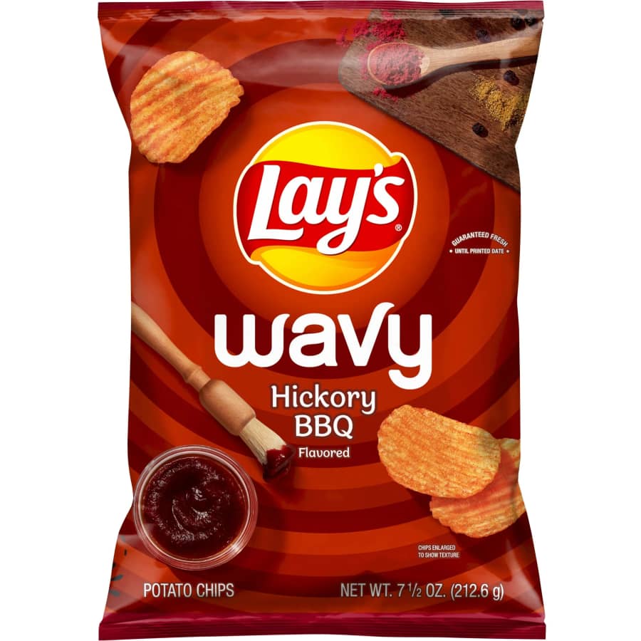 Lay's Wavy Hickory BBQ Flavored Potato Chips 7.5-oz. Bag: $2.50