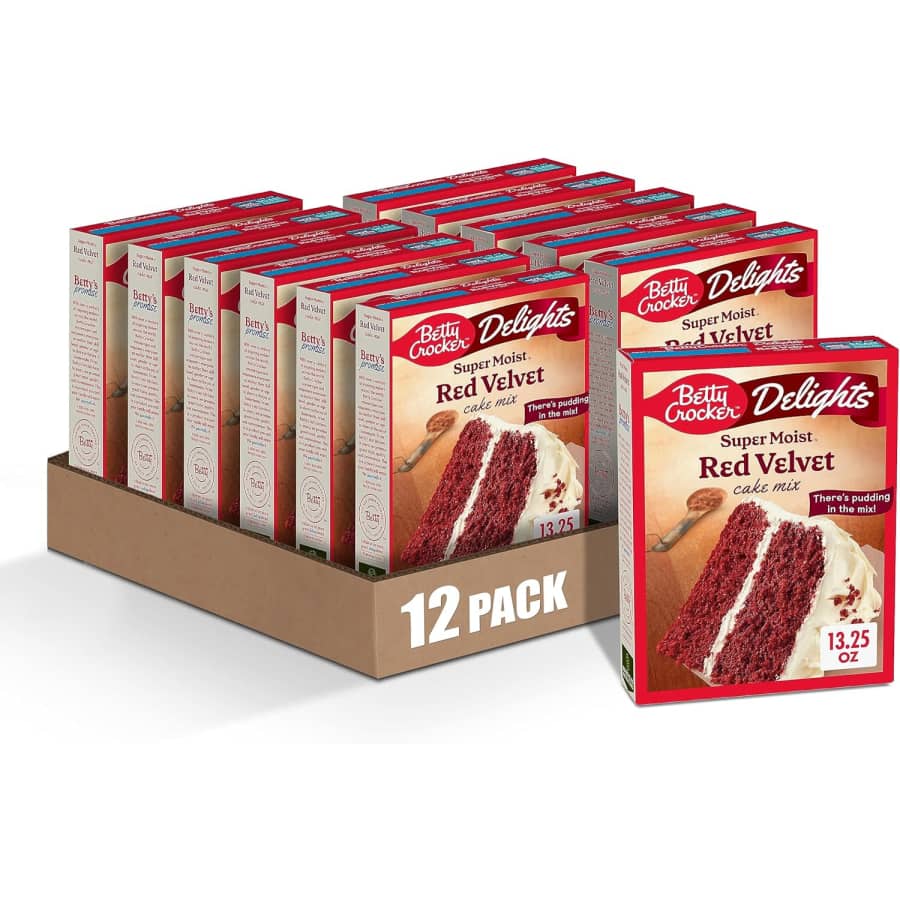 Betty Crocker Red Velvet Cake Mix 12-Pack: $11.52 Betty Crocker Red Velvet Cake Mix 12-Pack: $11.52