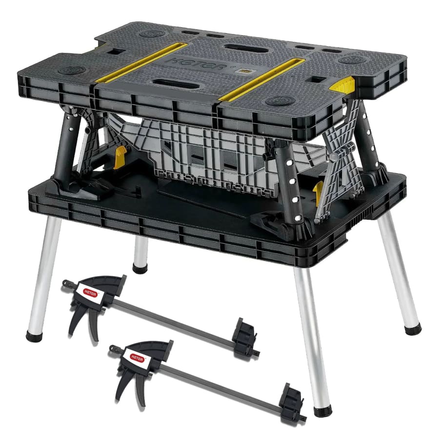 Keter Portable Folding Workbench Sawhorse w/ 12" Clamps: $103 Keter Portable Folding Workbench Sawhorse w/ 12" Clamps: $103