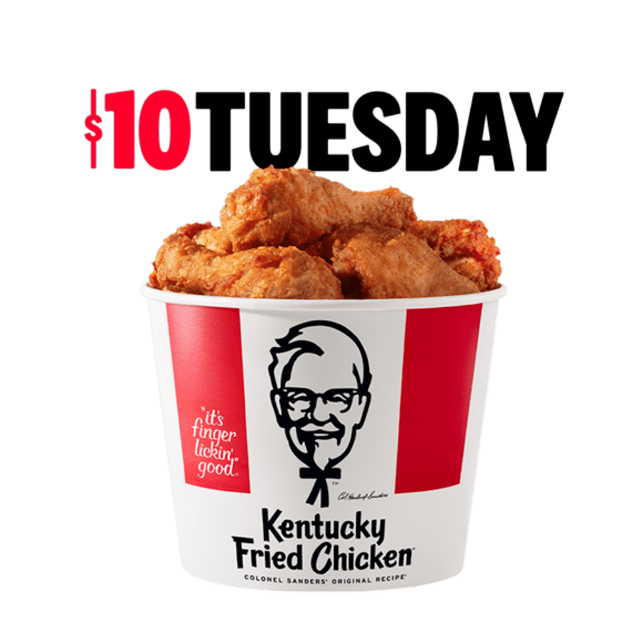 KFC 8-Piece Drums and Thighs Bucket: $10 on Tuesdays, make it a meal for $20