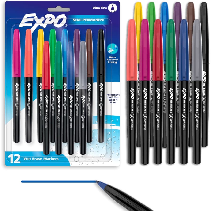 Expo 12-Count Ultra Fine Tip Wet Erase Markers: $11