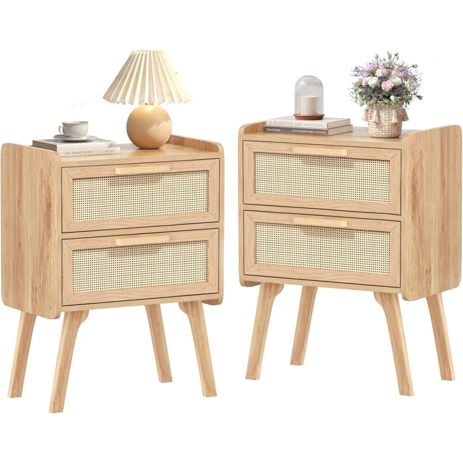 Lerliuo Boho Rattan Nightstand Set of 2: $81