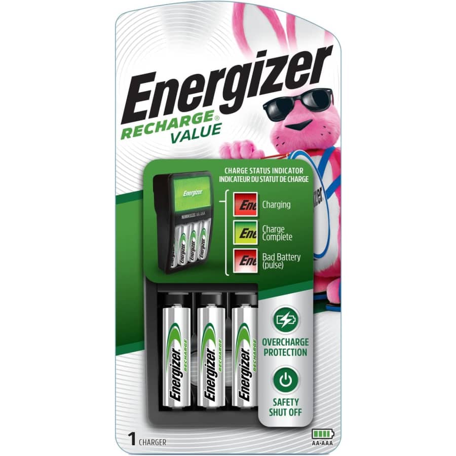 Energizer Recharge Value Charger w/ 4 AA Batteries: $10 Energizer Recharge Value Charger w/ 4 AA Batteries: $10