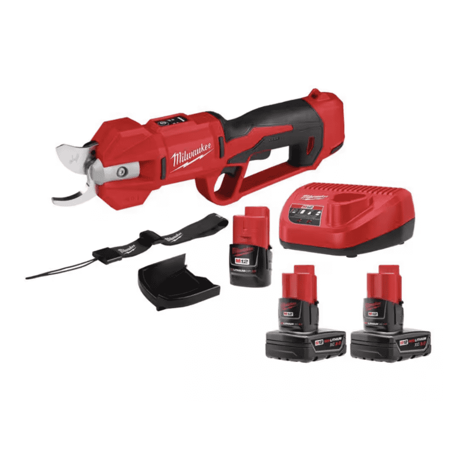 Milwaukee M12 12V Brushless Cordless Pruner Shears w/ 3 Batteries and Charger: $249