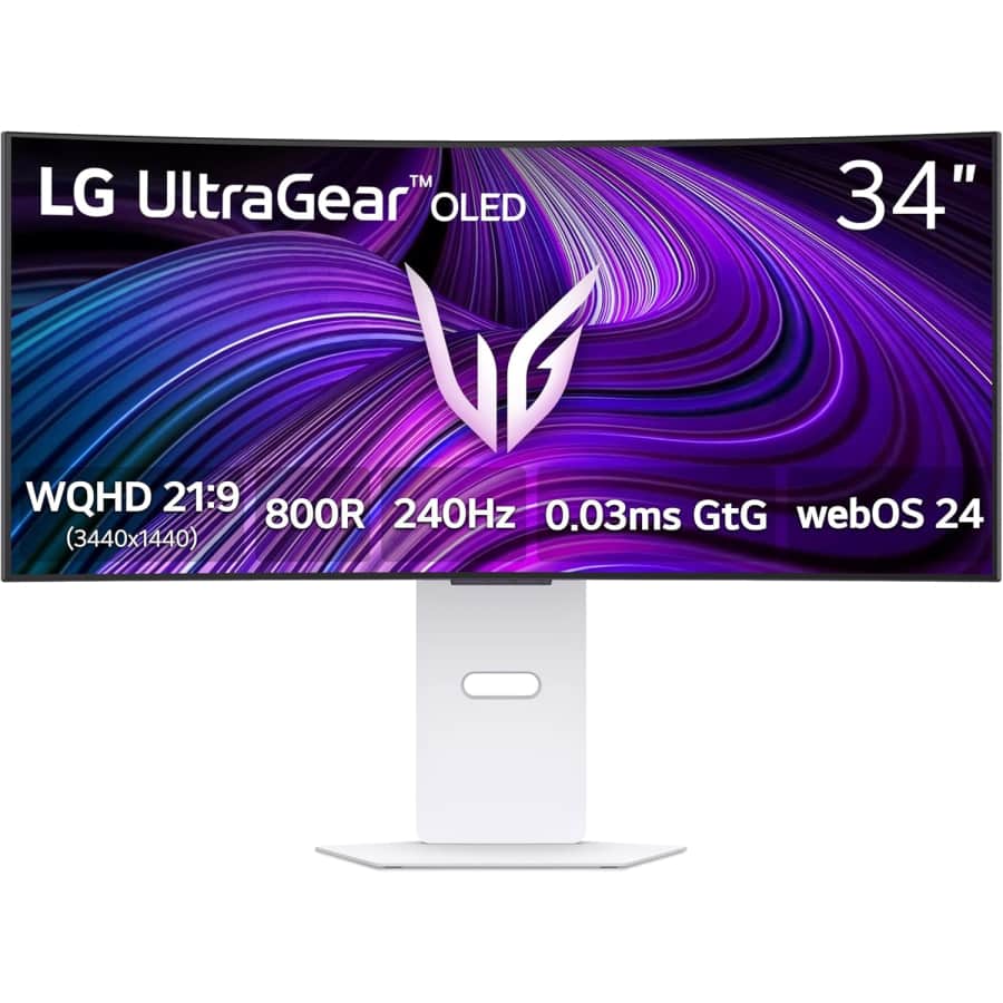 LG UltraGear 34GX90SA-W 34" Ultrawide 1440p HDR 240Hz AMD FreeSync OLED Curved Gaming Monitor: $796.99