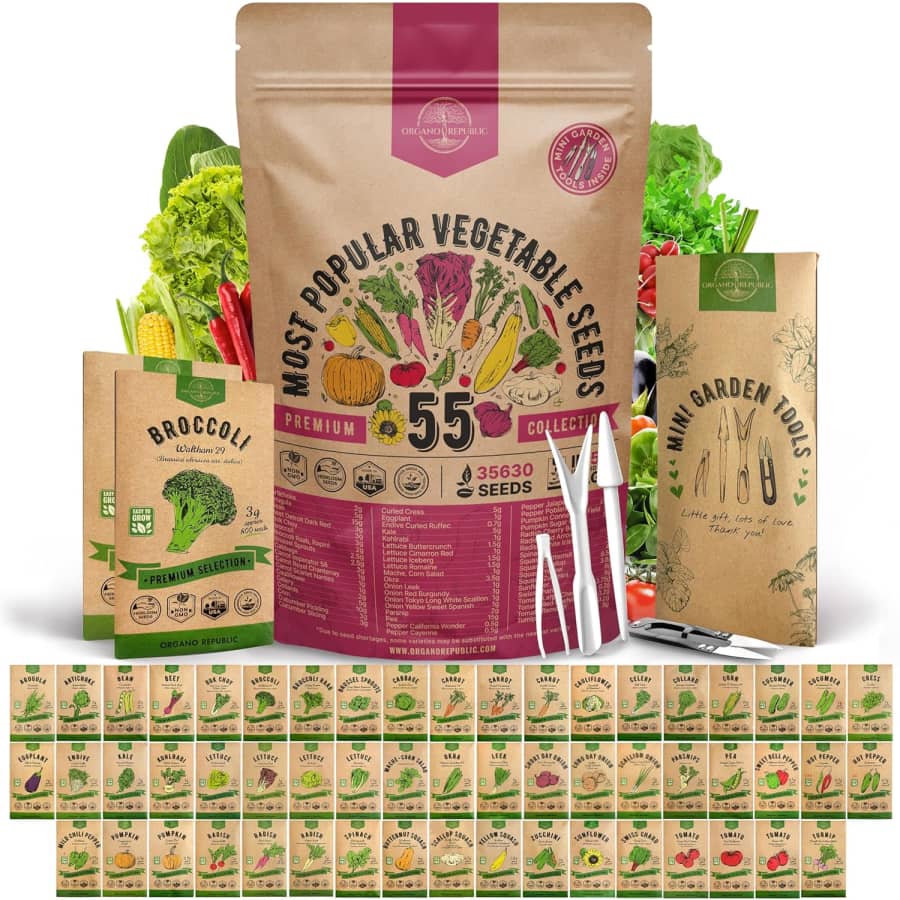 Organo Republic 35,600+ Non-GMO Vegetable Seeds Variety Pack: $24