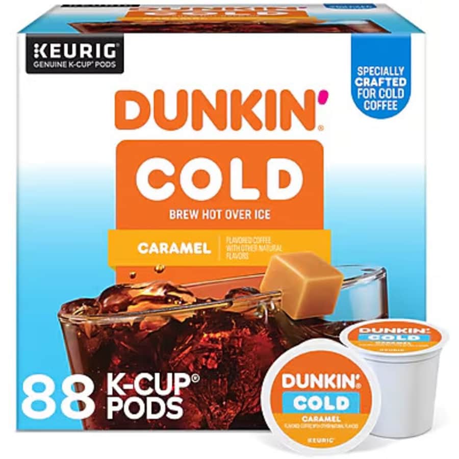 Dunkin' Cold Caramel Iced Coffee K-Cup 88-Pack: $42 Dunkin' Cold Caramel Iced Coffee K-Cup 88-Pack: $42