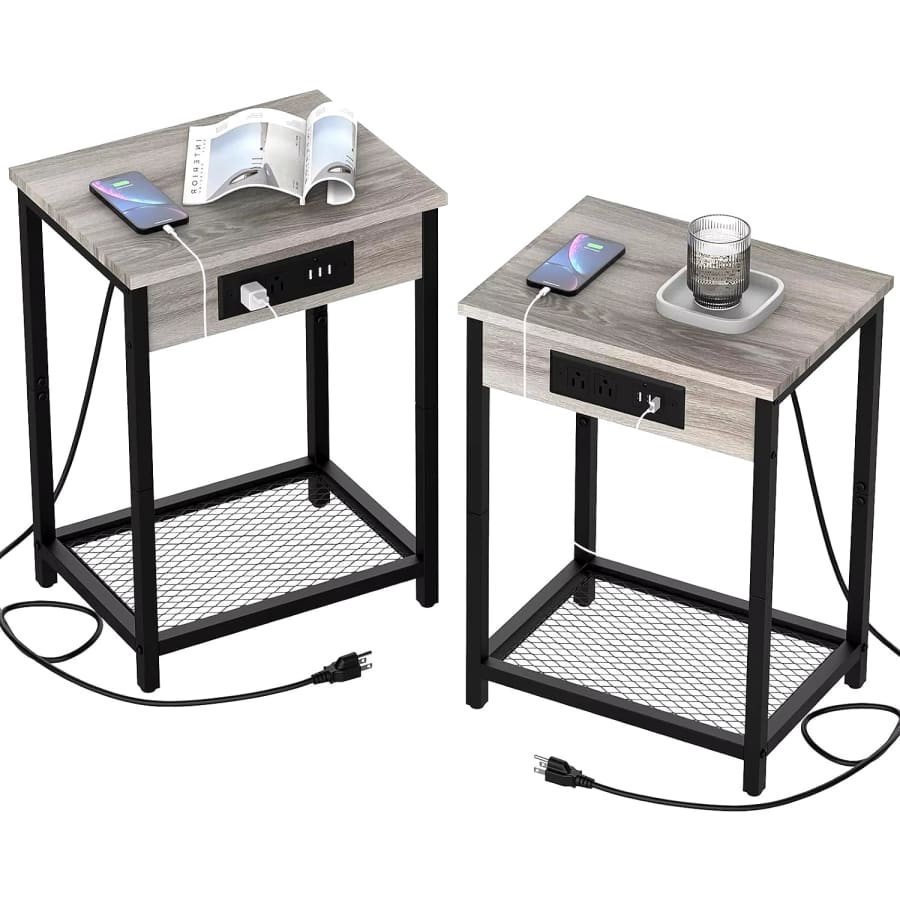 Set of 2 Bedroom Nightstands w/ Charging Station: $41 Set of 2 Bedroom Nightstands w/ Charging Station: $41