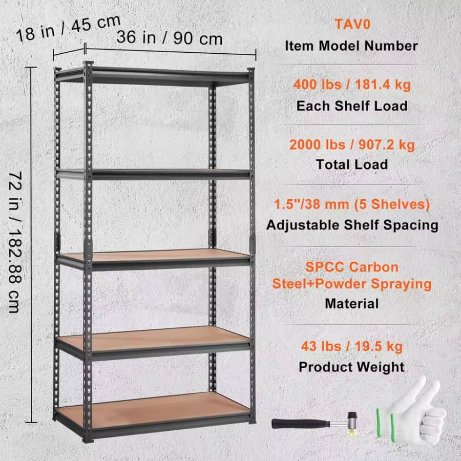SucceBuy 5-Tier 72" Storage Shelving Unit: $40.20