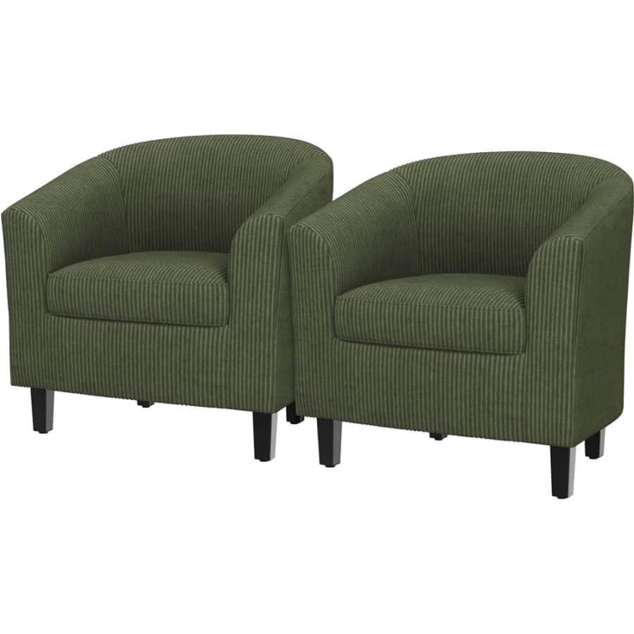 Renwick Corduroy Fabric Barrell Chair Set of 2: $156 Renwick Corduroy Fabric Barrell Chair Set of 2: $156