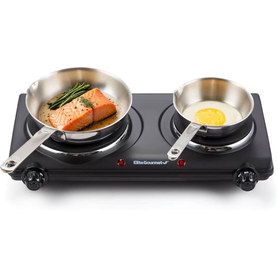 Elite Gourmet Countertop Double Cast Iron Burner: $16 Elite Gourmet Countertop Double Cast Iron Burner: $16
