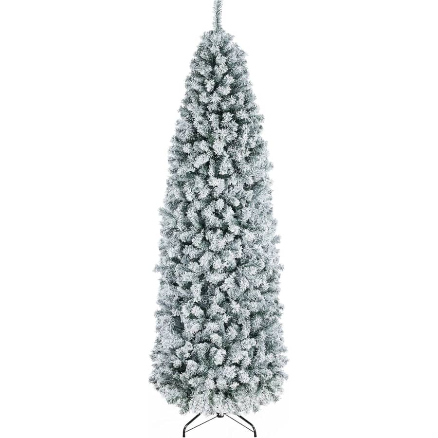 Yaheetech 7.5-Foot Snow Flocked Pencil Christmas Tree: $62.99