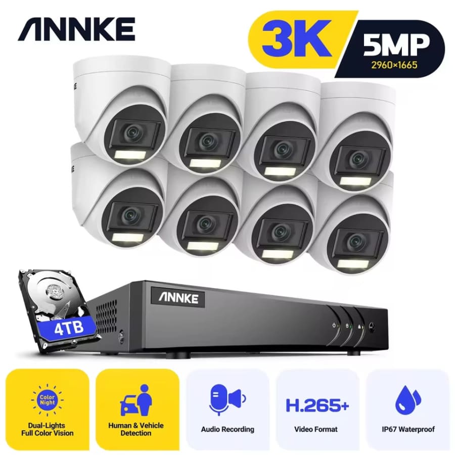Annke H.265+ 8CH 5MP DVR Security Surveillance Camera System: $157.12