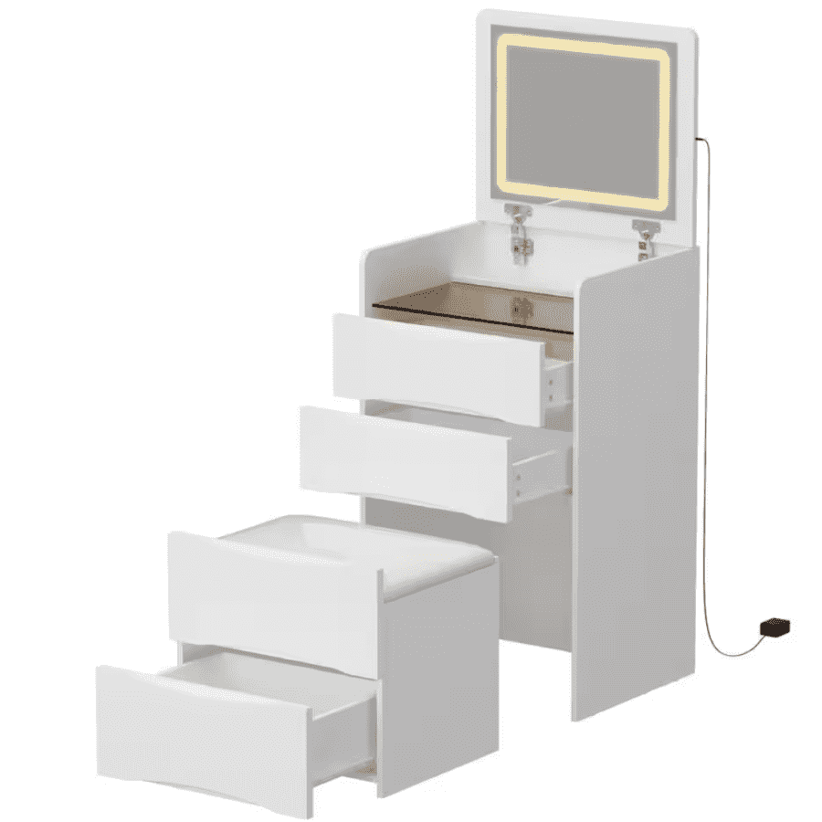 Fufu & Gaga Chest of Drawers w/ With Flip-Top Mirror & Stool: $104 Fufu & Gaga Chest of Drawers w/ With Flip-Top Mirror & Stool: $104