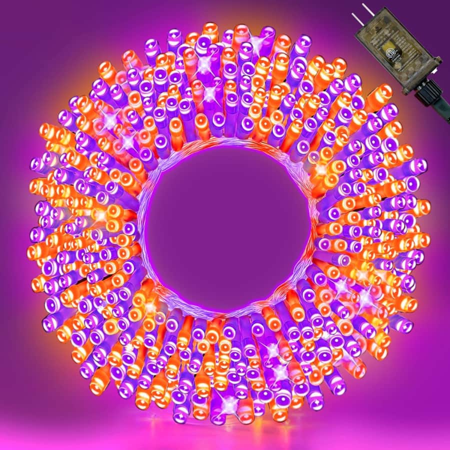 70-Foot Purple-Orange LED String Lights: $8.49