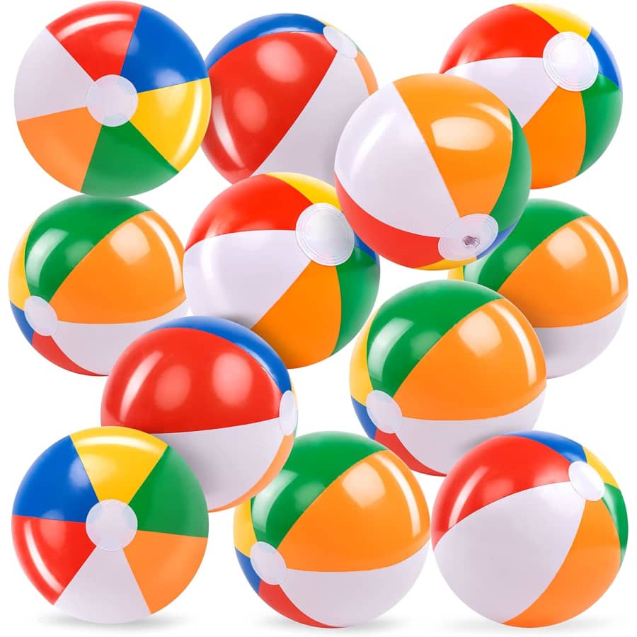 12'' Rainbow Beach Balls 12-Pack: $8.99