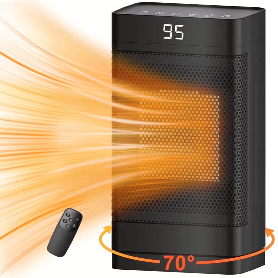 Atupen 1,500W Oscillating Electric Space Heater: $29.99