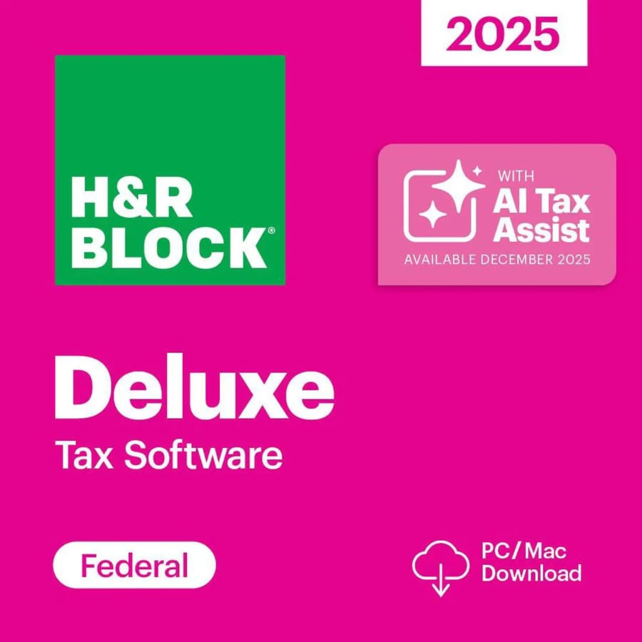 H&R Block Federal Deluxe 2025 Tax Software: $20.99