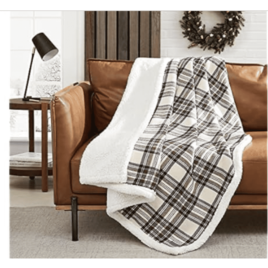 Eddie Bauer Edgewood Flannel Sherpa Throw Blanket: $11