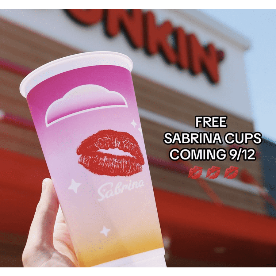 Dunkin' Reusable Sabrina Carpenter Cup: Free w/ daydream refresher purchase Dunkin' Reusable Sabrina Carpenter Cup: Free w/ daydream refresher purchase
