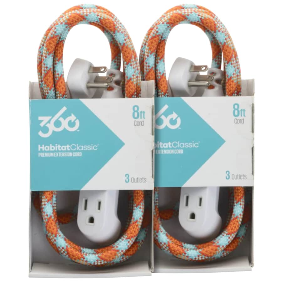 360 Electrical 8-Foot Braided 3-Outlet Extension Cord 2-Pack: $10 360 Electrical 8-Foot Braided 3-Outlet Extension Cord 2-Pack: $10