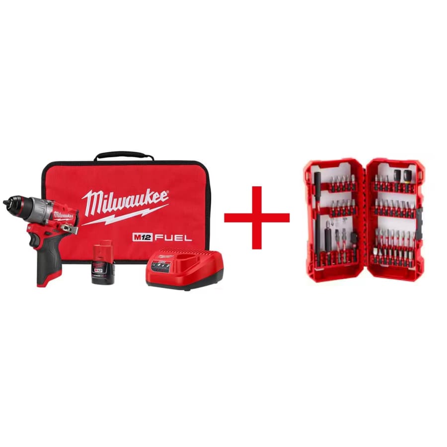Milwaukee M12 FUEL 12-Volt Hammer Drill Kit w/ 45-Piece Battery, Charger, Bit Set: $119 Milwaukee M12 FUEL 12-Volt Hammer Drill Kit w/ 45-Piece Battery, Charger, Bit Set: $119
