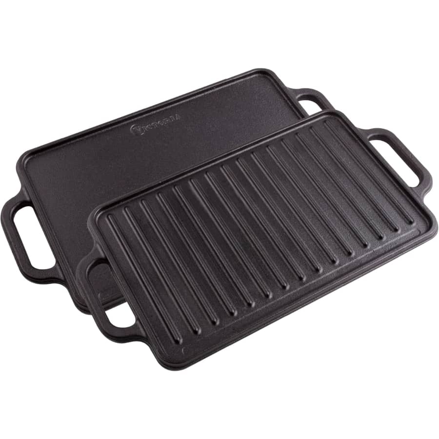 Victoria 13" x 8.5" Rectangular Cast Iron Reversible Griddle: $18.89