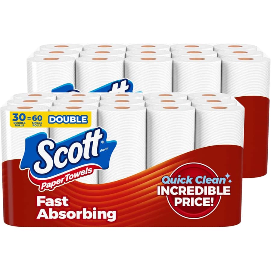 Scott Paper Towel Double Roll 30-Pack: $27 via Sub. & Save Scott Paper Towel Double Roll 30-Pack: $27 via Sub. & Save