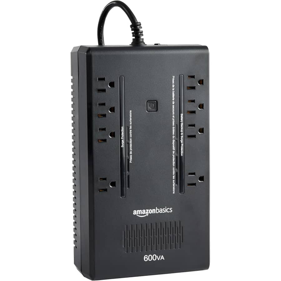 Amazon Basics Standby UPS 600VA 360W Battery Backup: $47