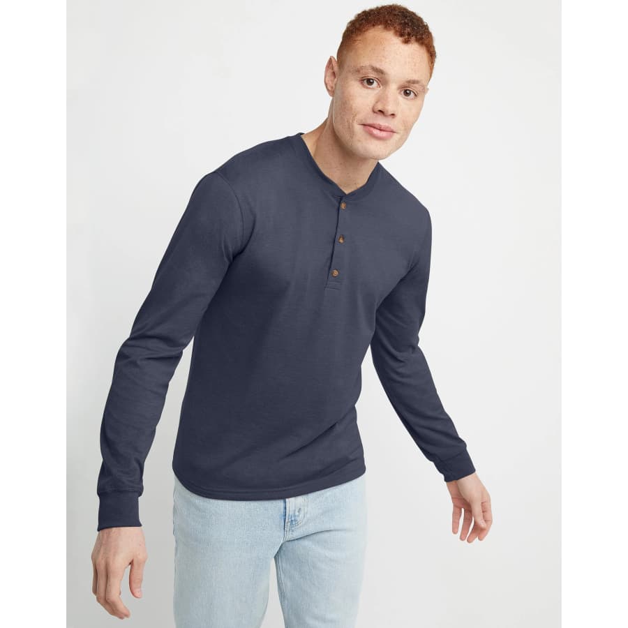 Hanes Originals Men's Ringspun Cotton Long-Sleeve Henley Shirt: $5