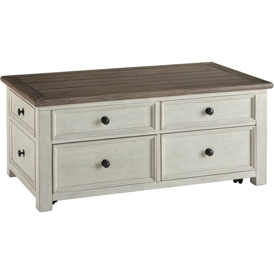 Signature Design by Ashley Bolanburg Farmhouse Lift-Top Coffee Table with Drawers: $482
