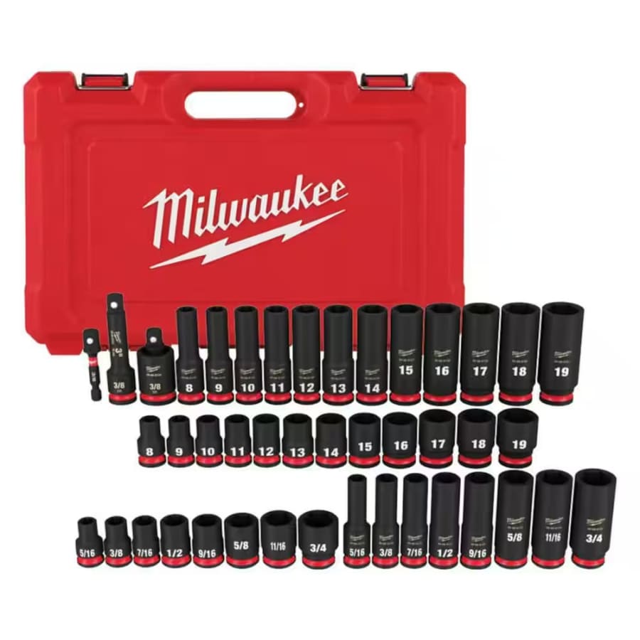 Milwaukee SHOCKWAVE 3/8" Drive SAE and Metric 6 Point Impact Socket 43-Pc. Set: $84.97
