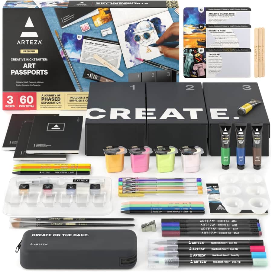 Arteza 60-Piece Art Exploration Set: $29.82