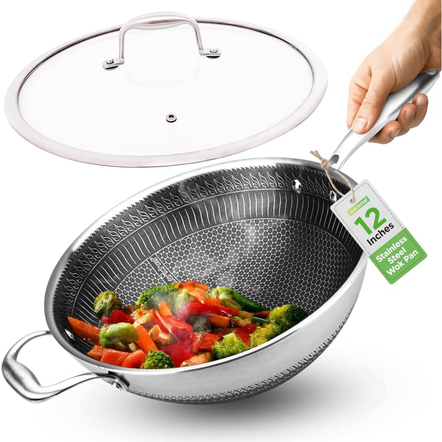 NutriChef 12" Stainless Steel Induction Ready Wok: $54.99