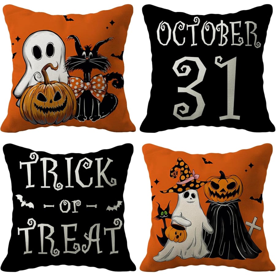 Happy Orange Halloween Ghost Pillow Covers 4-Pack: $7.99 Happy Orange Halloween Ghost Pillow Covers 4-Pack: $7.99